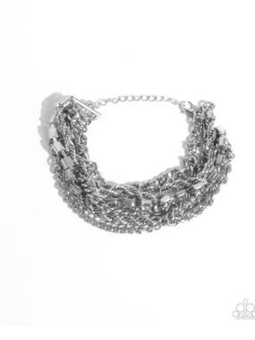 B-88 Silver Multi-Chain Statement Bracelet